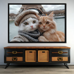 Parisian Feline Companions - NicheCanvas