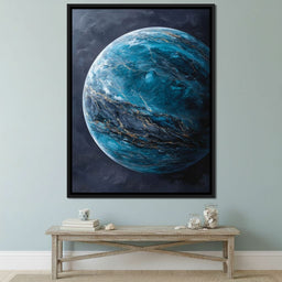 Celestial Ocean Planet Gold Veins - NicheCanvas