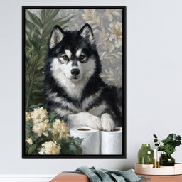 Malamute Bathroom Guardian - NicheCanvas