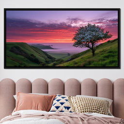 Blossom Tree Over Misty Hills - NicheCanvas