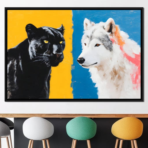 Panther And Wolf Color Clash Canvas Print