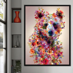 Floral Bear Wild Garden Portrait - NicheCanvas