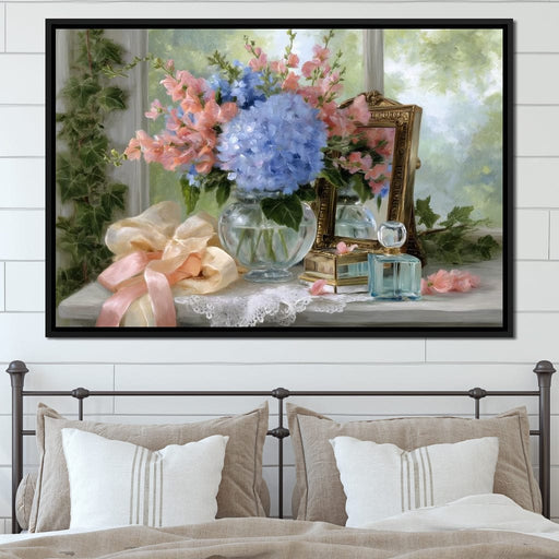Sunlit Hydrangea Still Life Canvas Print