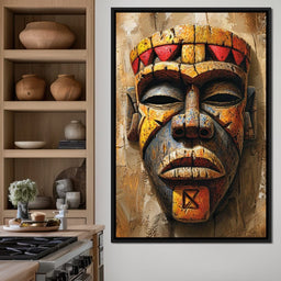 Ancient Tribal Mask Vibrance 40x60 - NicheCanvas