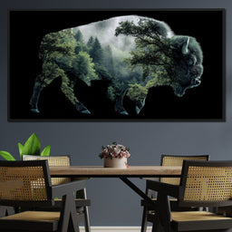Bison Forest Spirit Silhouette - NicheCanvas