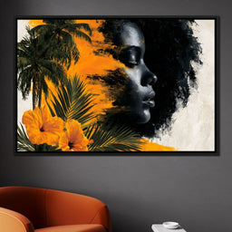 Golden Palms Dark Silhouette - NicheCanvas