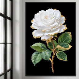 Gilded White Rose Portrait - NicheCanvas