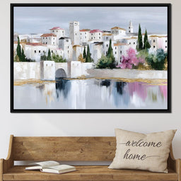 Mediterranean Village Reflection - NicheCanvas