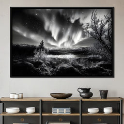 Monochrome Celestial Night's Embrace - NicheCanvas