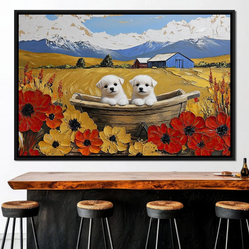 Puppy Journey Through Fields Canvas Print