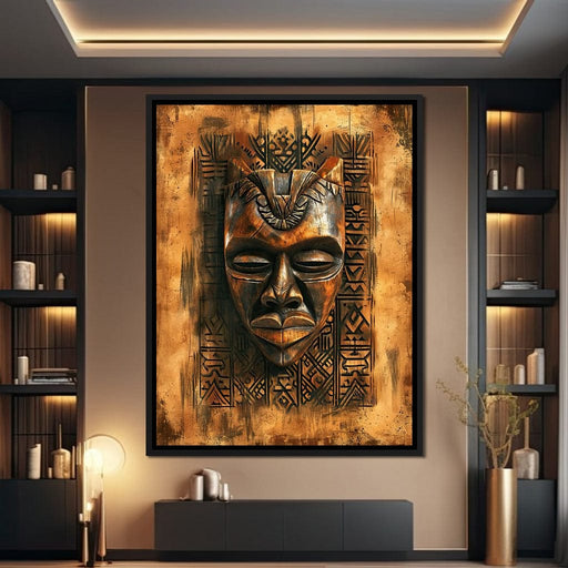 Ancient Tribal Mask Design Canvas Print