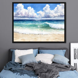 Ocean Waves Sunlit Horizon - NicheCanvas