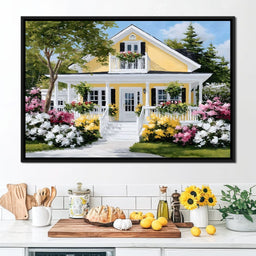 Sunlit Yellow Cottage Garden - NicheCanvas