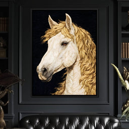 Golden Mane Horse Portrait - NicheCanvas