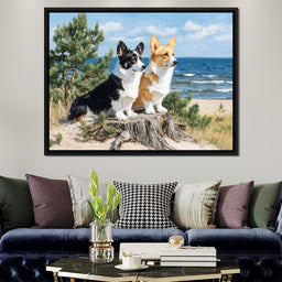 Coastal Corgi Pair Lookout - NicheCanvas