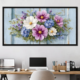 Rustic Pastel Cottage Flowers - NicheCanvas