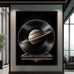 Saturn Vinyl Orbit Night Sky - NicheCanvas