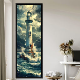 Beacon Amidst Stormy Shores - NicheCanvas