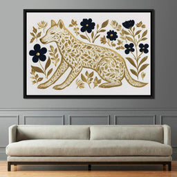 Golden Fox Botanical Night - NicheCanvas