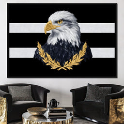 Bold Bald Eagle Stripes Gold Laurel - NicheCanvas