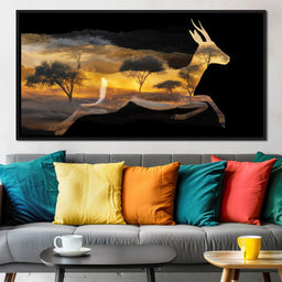 Golden Savanna Antelope Run - NicheCanvas