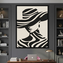 Monochrome Wind Hat Silhouette - NicheCanvas