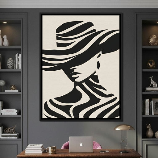 Monochrome Wind Hat Silhouette Canvas Print