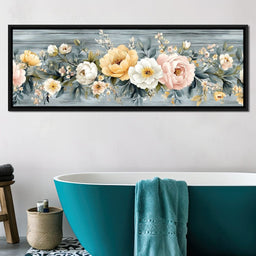 Floral Harmony on Weathered Wood - NicheCanvas