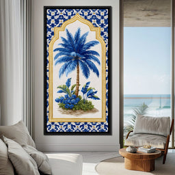 Tropical Elegance Blue Palm - NicheCanvas