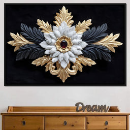 Baroque Marble Gold Ruby Emblem - NicheCanvas