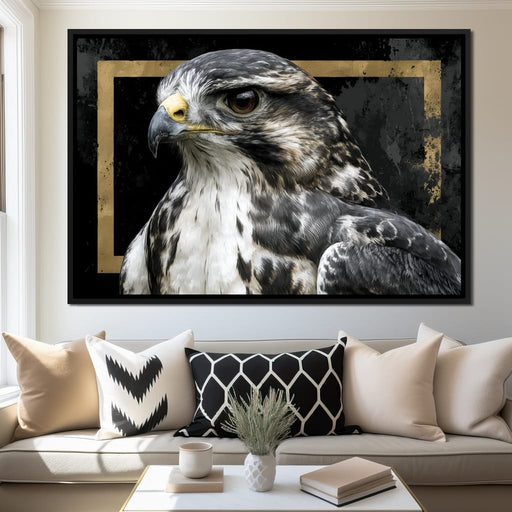 Golden Frame Falcon Portrait Canvas Print