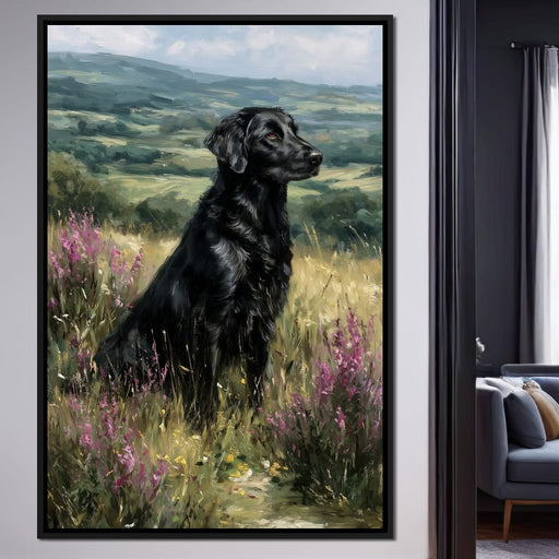 Black Labrador Meadow Sentinel Canvas Print