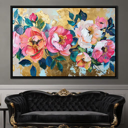 Golden Royal Flowers 02 - Wildrose Creations - NicheCanvas