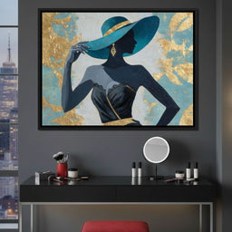 Golden Teal Elegance Lady - NicheCanvas