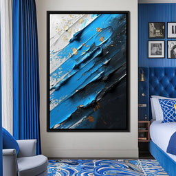 Sapphire Currents Goldleaf Flow - NicheCanvas