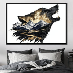 Wolf and Mountain Harmony - NicheCanvas