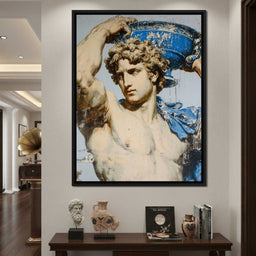 Marble Statue With Blue Urn - NicheCanvas