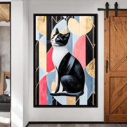 Geometric Feline Elegance - NicheCanvas