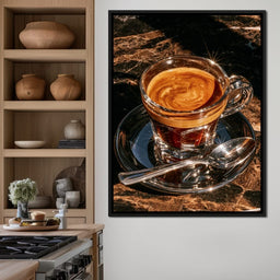 Morning Ritual Over Dark Veined Marble - NicheCanvas