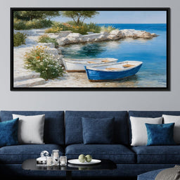 Tranquil Coastal Rowboats Escape - NicheCanvas