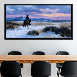 Western Rider at Snowy Dawn - NicheCanvas