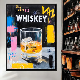 Neon Whiskey On The Rocks - NicheCanvas