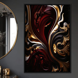The Marble-Lux Collection: Dark Red & Vibrant Gold 06 - NicheCanvas
