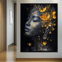 Golden Lotus Reverie Portrait - NicheCanvas