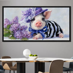 Lilac Garden Piglet Elegance - NicheCanvas