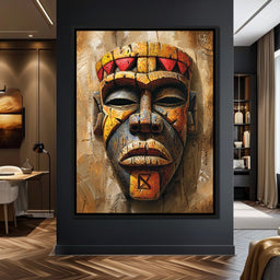 Ancient Tribal Mask Vibrance - NicheCanvas