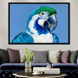 Majestic Cyan Parrot Portrait - NicheCanvas