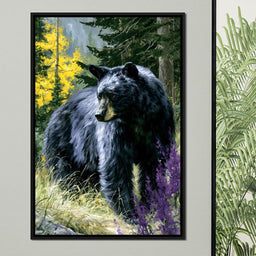 Solitary Forest Black Bear Rises - NicheCanvas
