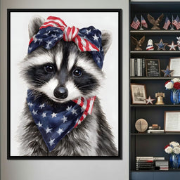 Patriotic Raccoon Portrait - NicheCanvas