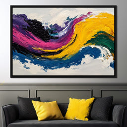 Electric Color Wave Abstract - NicheCanvas